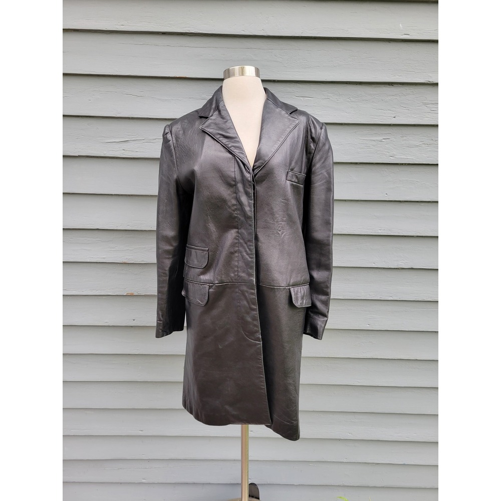 J. Percy for Marvin Richards Leather Trench Coat Black 90s Matrix USA Size M‎